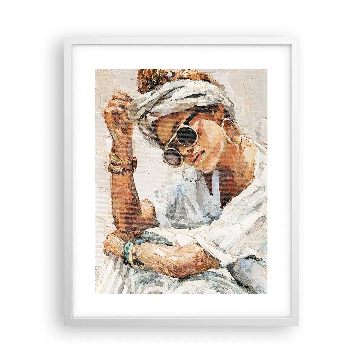 Affiche dans un cadre blanc - Poster - Portrait en plein soleil - 40x50 cm