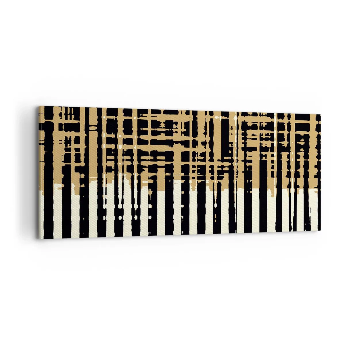 Impression sur toile - Image sur toile - Lignes abstraites en noir, beige et blanc - 120x50cm - Abstraction architecturale - Décoration murale moderne pour le salon et la chambre ARTTOR