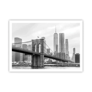 Affiche - Poster - Pont de Brooklyn avec les gratte-ciel de New York en arrière-plan - 100x70cm - Climat New-Yorkais - Décoration murale moderne pour le salon et la chambre ARTTOR