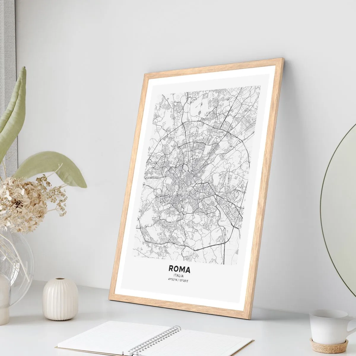 Affiche dans un chêne clair - Poster - Cercle romain - 61x91 cm