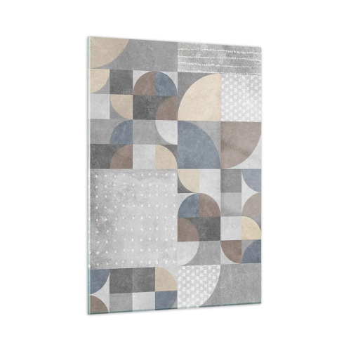 Impression sur verre - Image sur verre - Composition géométrique abstraite avec différentes formes et nuances de gris. - 50x70cm - Fantaisie de la céramique - Décoration murale moderne pour le salon et la chambre ARTTOR