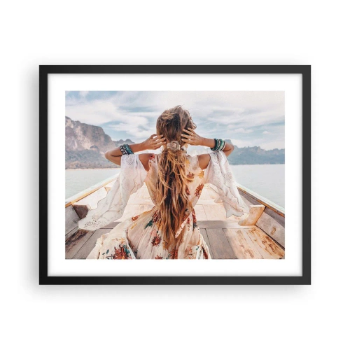 Affiche dans un cadre noir - Poster - En route vers le bonheur - 50x40 cm