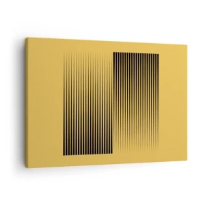 Impression sur toile - Image sur toile - Lignes noires verticales sur fond jaune - 70x50cm - Cadre opposé - Décoration murale moderne pour le salon et la chambre ARTTOR