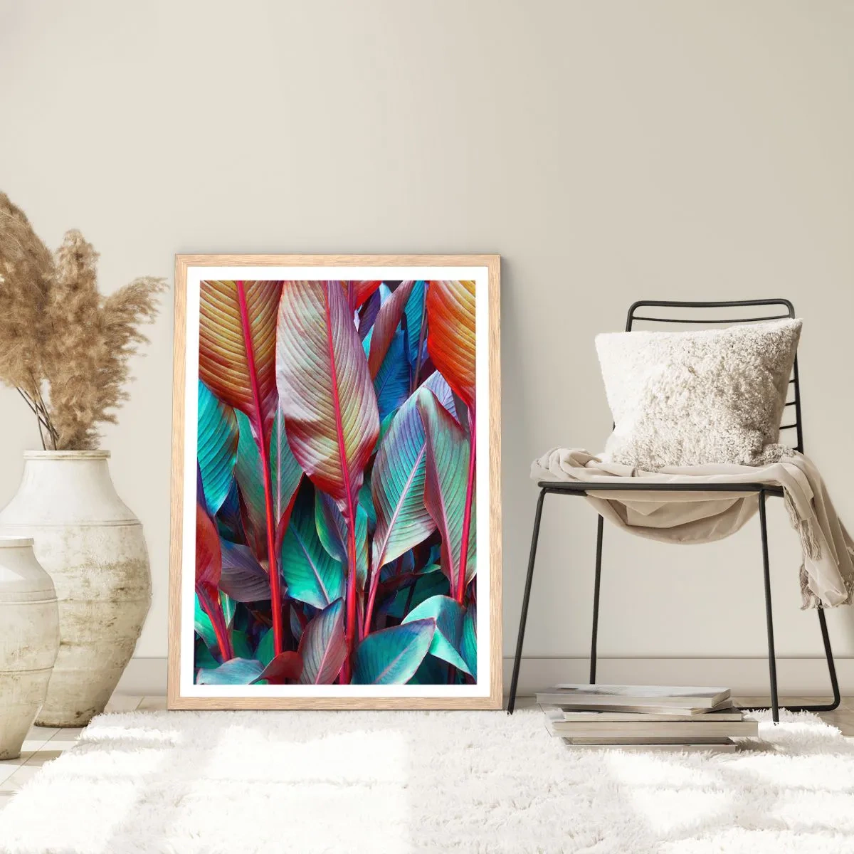 Affiche dans un chêne clair - Poster - Un fourré coloré - 40x50 cm