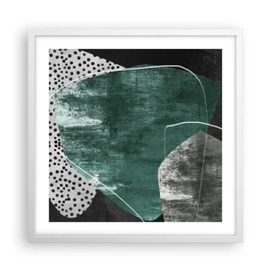 Affiche dans un cadre blanc - Poster - Abstraction colorée avec feuille d'or - 50x50 cm