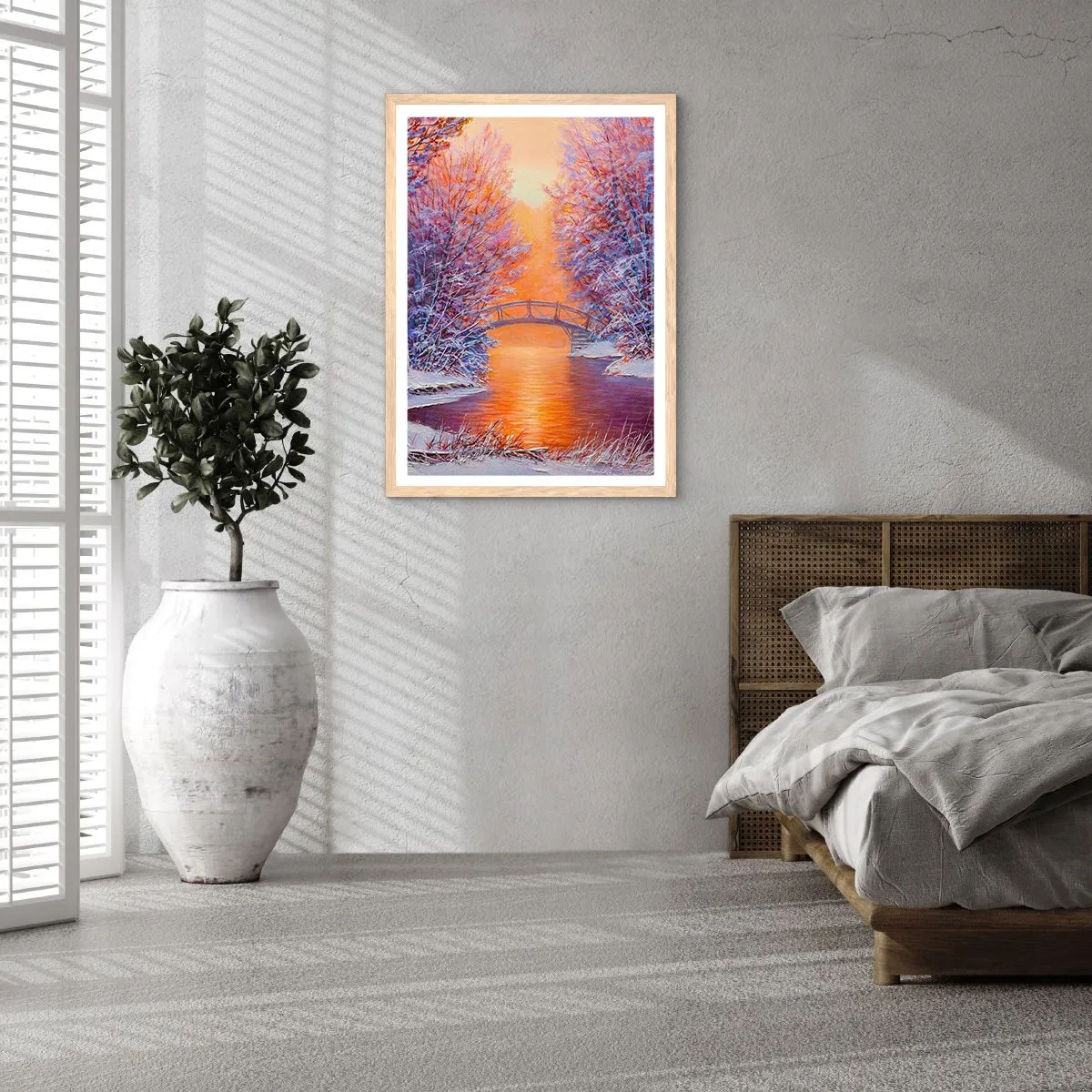 Affiche dans un chêne clair - Poster - On se rencontre ici - 40x50 cm