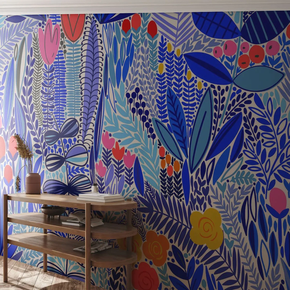 Papier Peint Autocollant Deluxe Sticker - Jardin hawaïen - Fleurs, Feuilles, Prairie - 250x175 cm