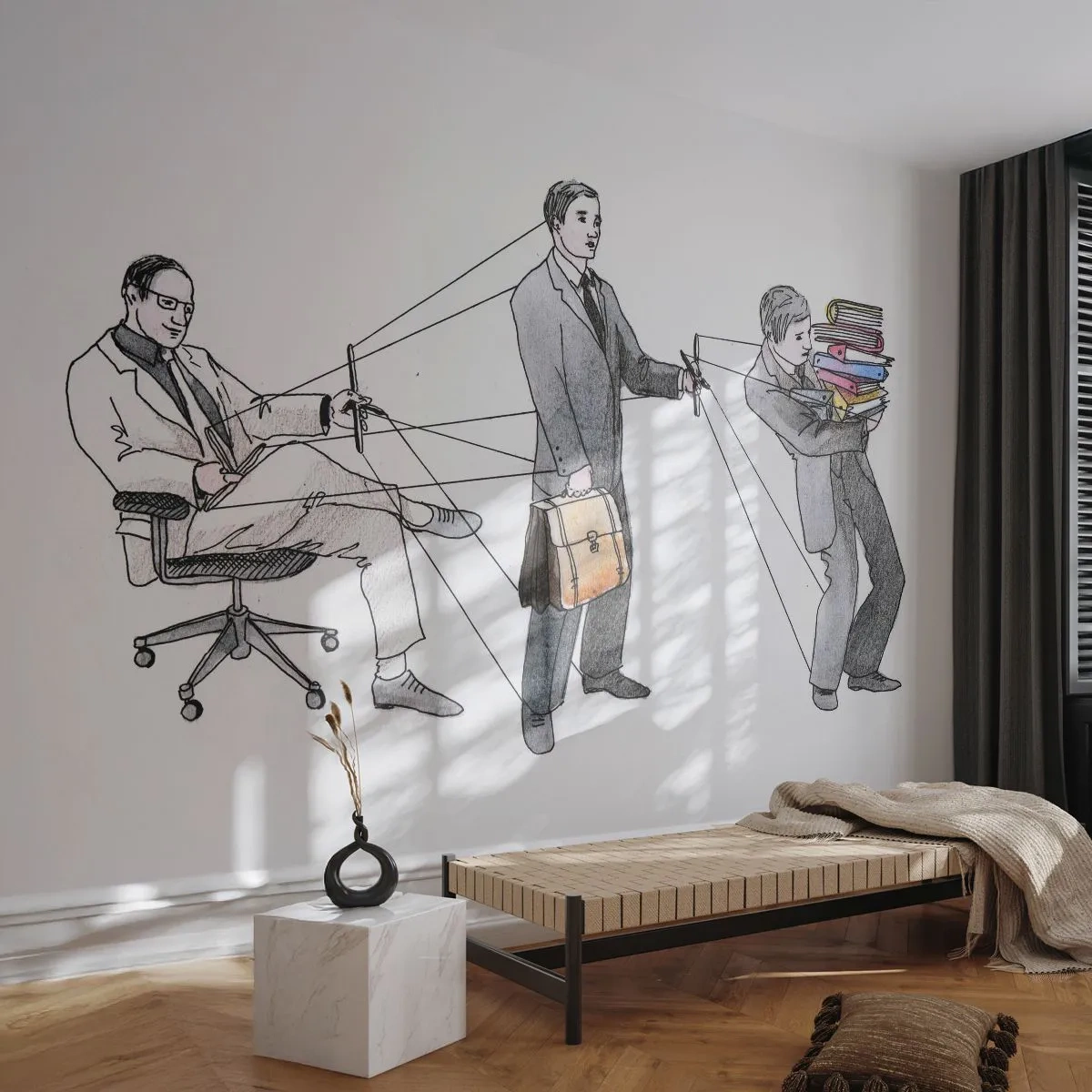 Papier Peint Autocollant Deluxe Sticker - Chacun a son maître - Abstraction, Homme, Travail - 300x210 cm