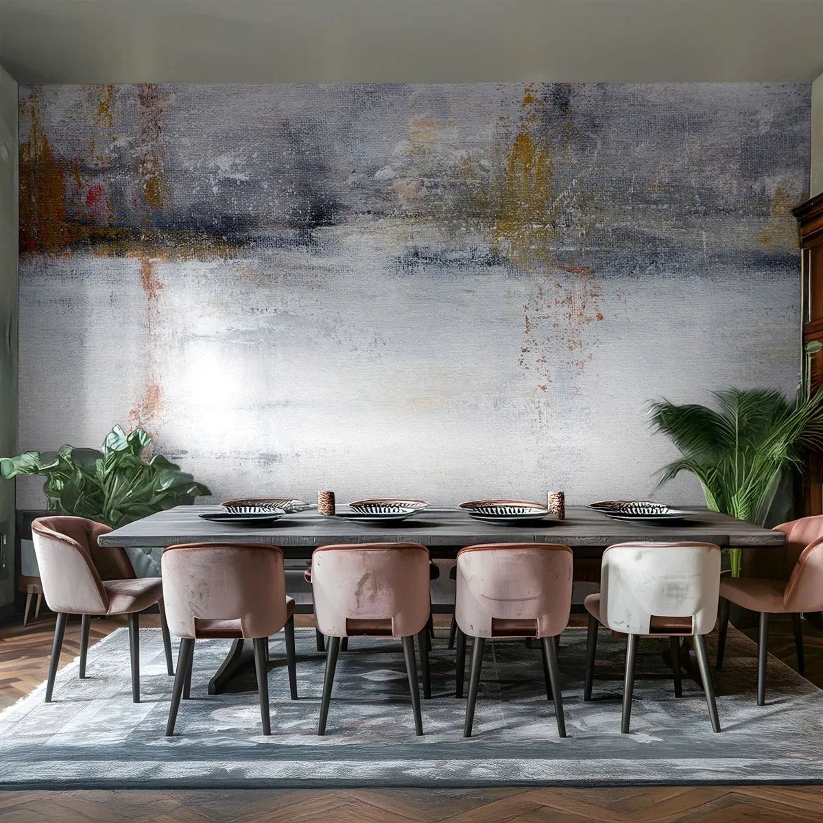 Papier Peint Autocollant Deluxe Sticker - Derrière l'air un rideau - Abstraction, Morceau, Peinture - 150x105 cm