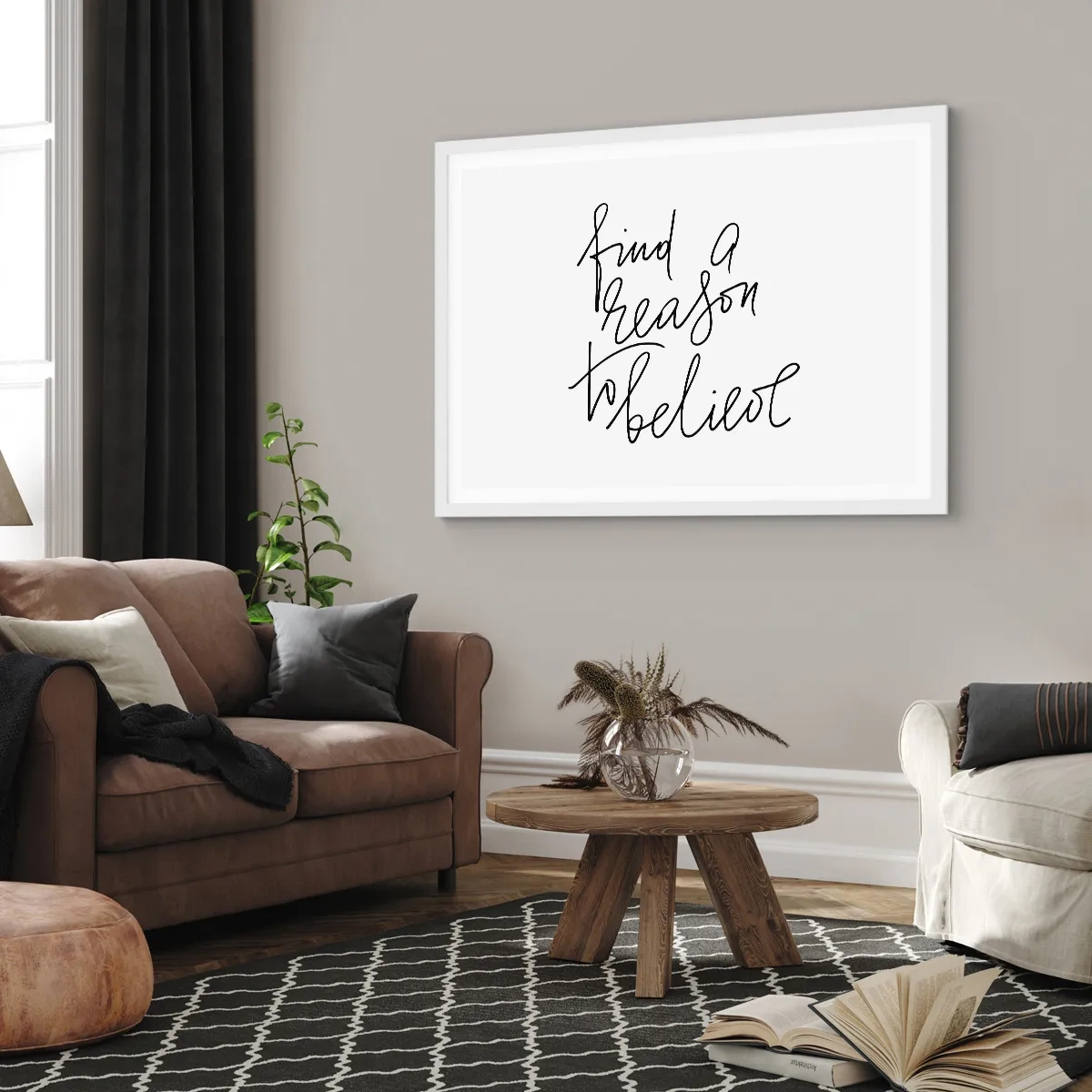 Affiche dans un cadre blanc - Poster - C'est possible - 91x61 cm