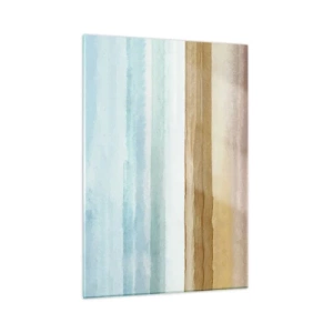 Impression sur verre - Image sur verre - Une plage minimaliste dans un style aquarelle pastel - 50x70cm - Réconfort - Décoration murale moderne pour le salon et la chambre ARTTOR