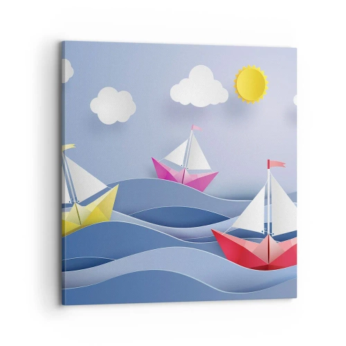 Impression sur toile - Image sur toile - Ah qu'il est agréable de se balancer dans les vagues - 70x70 cm