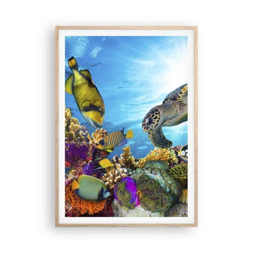 Affiche dans un chêne clair - Poster - Promenade de corail - 70x100 cm