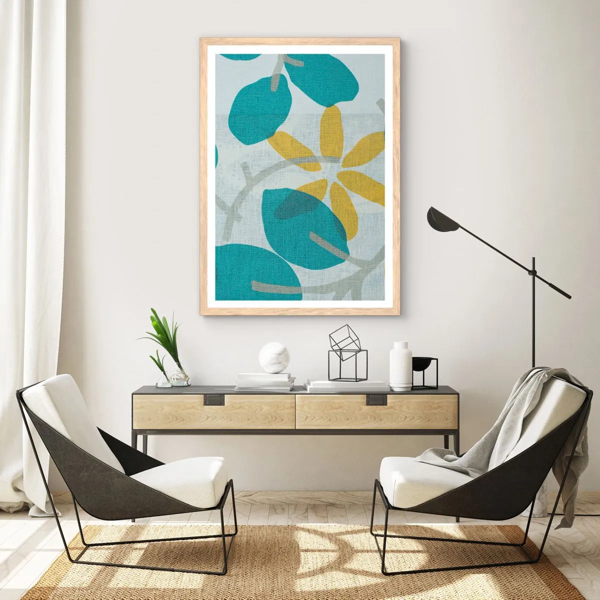 Affiche dans un chêne clair - Poster - Wśród lazurowych liści - 30x40 cm