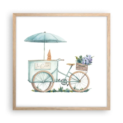 Affiche dans un chêne clair - Poster - Doux souvenir d'été - 50x50 cm