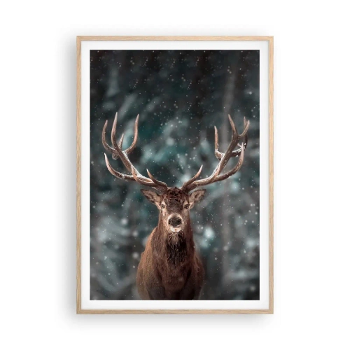 Affiche dans un chêne clair - Poster - Roi de la forêt couronné - 70x100 cm