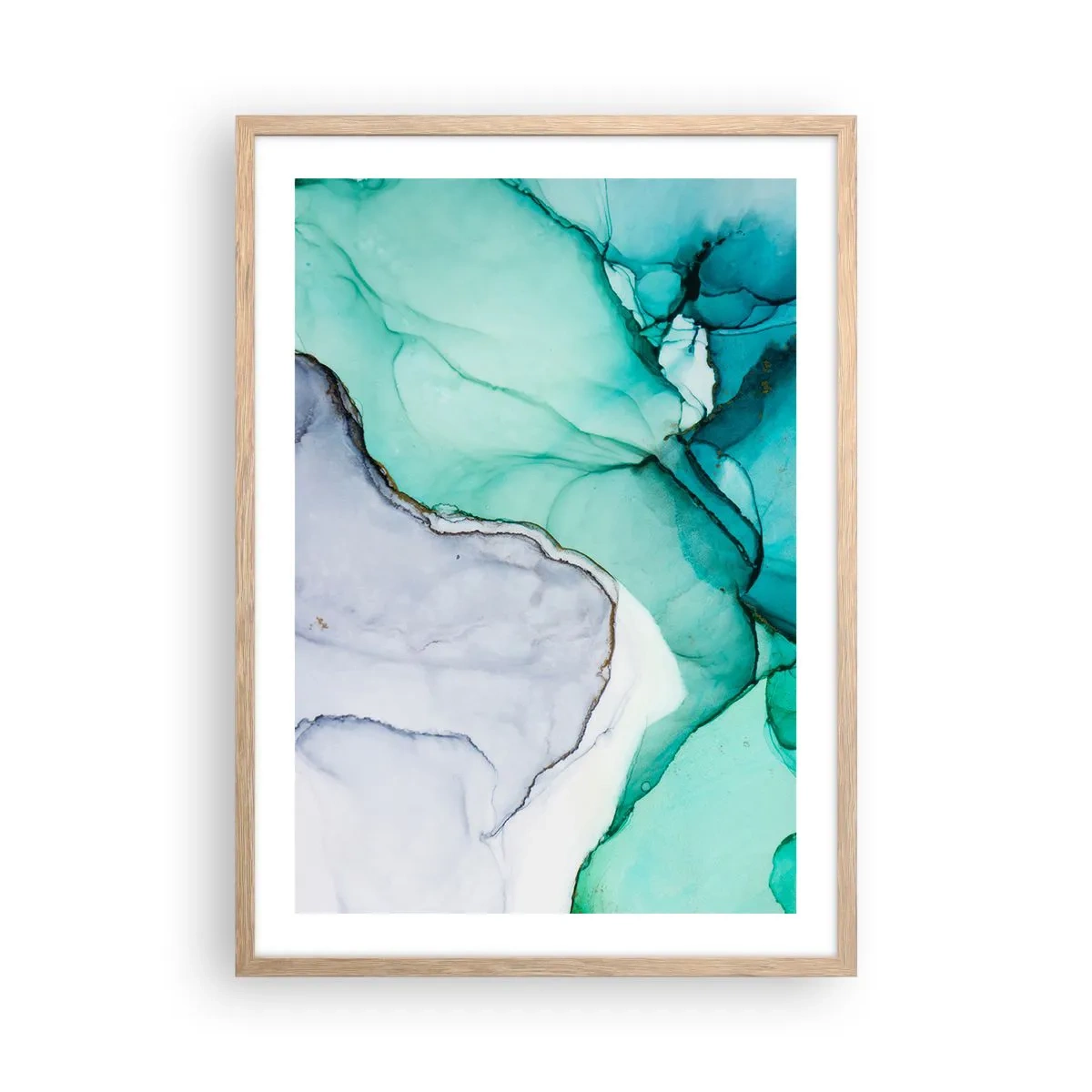 Affiche dans un chêne clair - Poster - Étude de turquoise - 50x70 cm