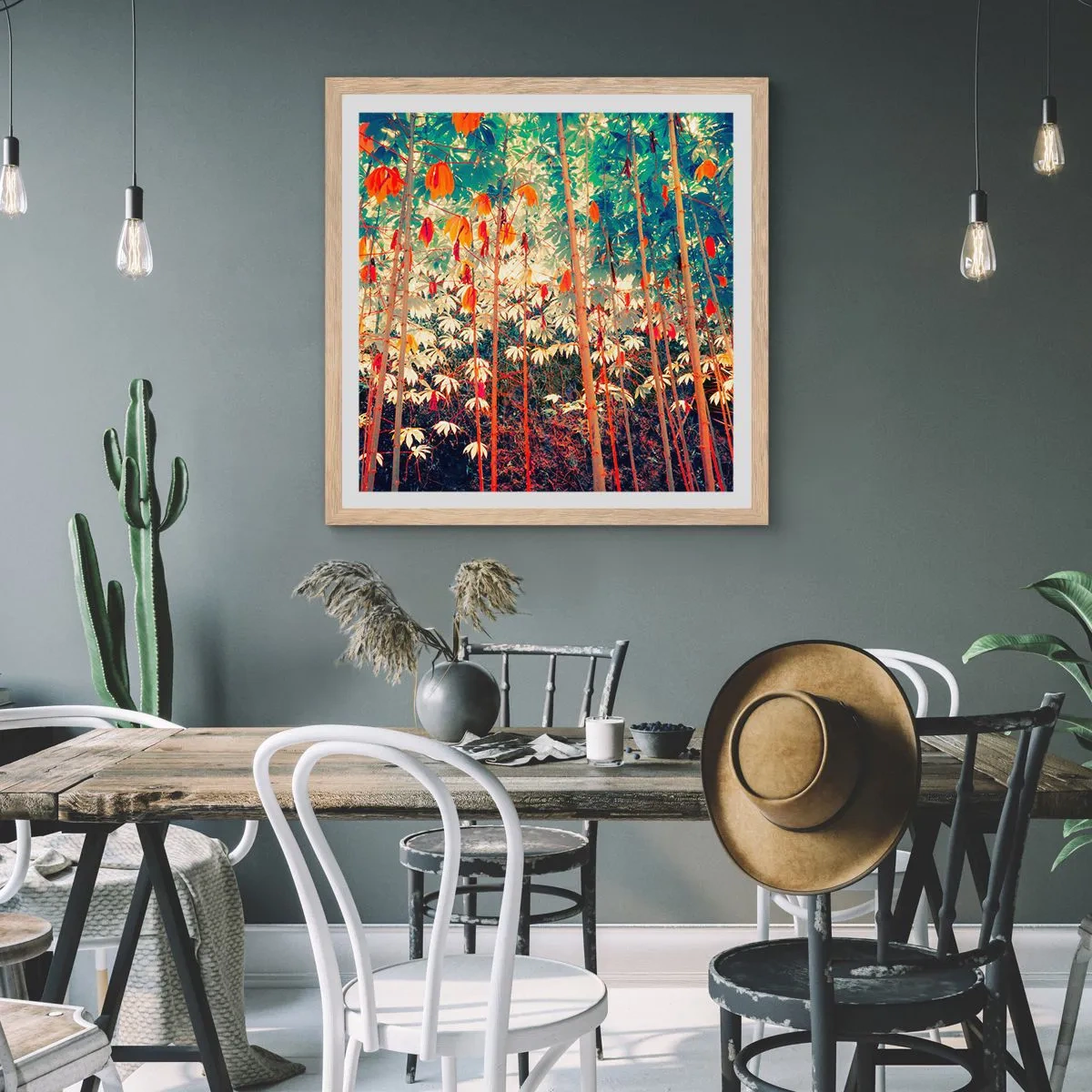 Affiche dans un chêne clair - Poster - La vie secrète des feuilles - 60x60 cm