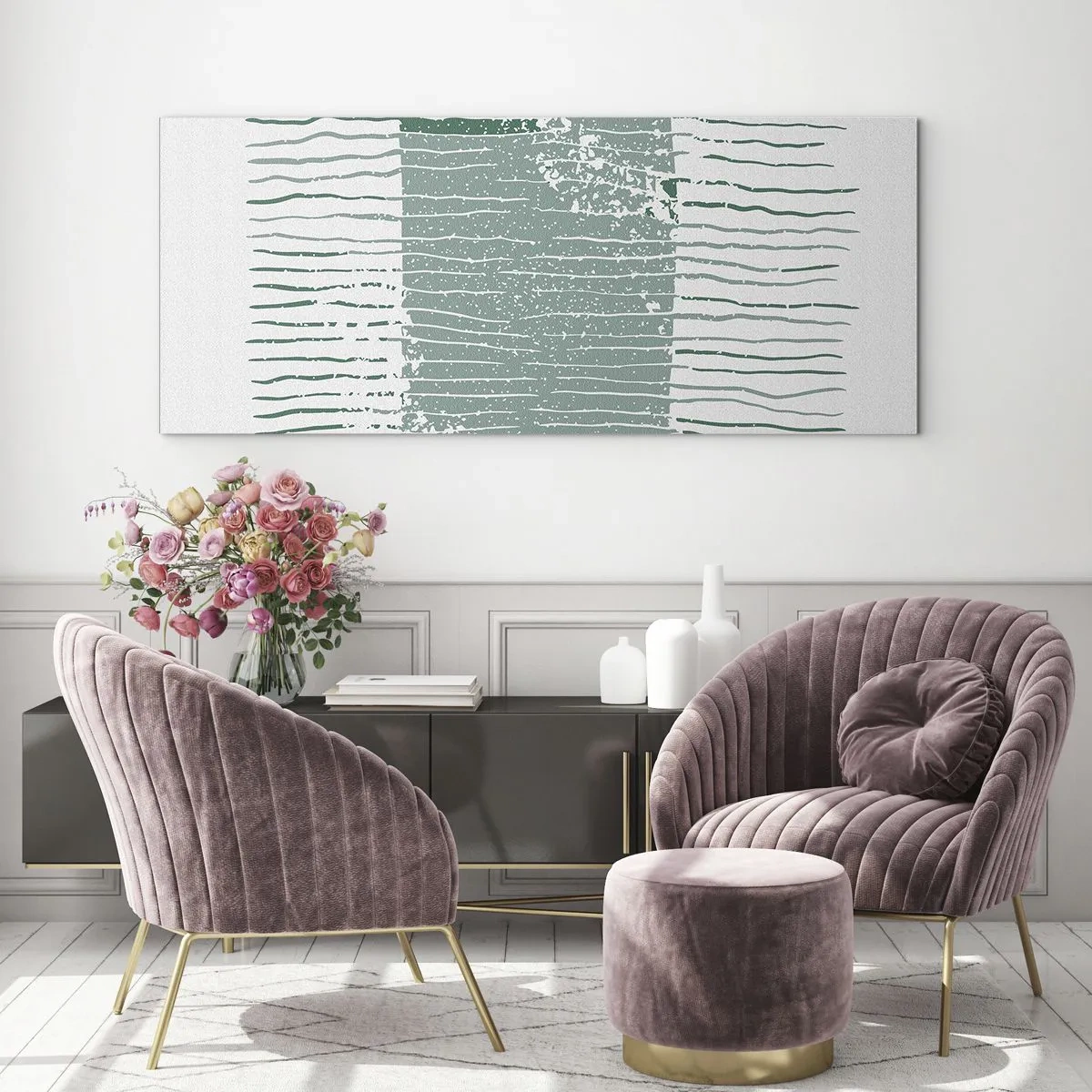 Impression sur verre - Image sur verre - Abstraction de la mer - 100x40 cm