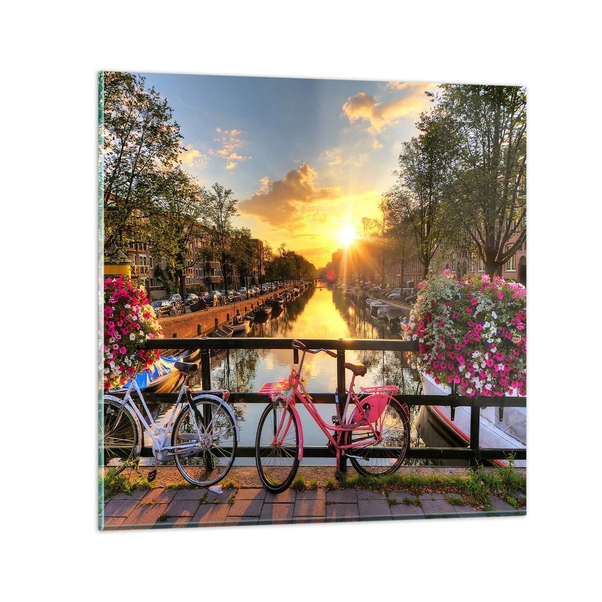 Impression sur verre - Image sur verre - Matin de printemps à Amsterdam - 60x60 cm