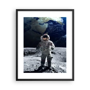 Affiche dans un cadre noir - Poster - Salutations de la lune - 40x50 cm