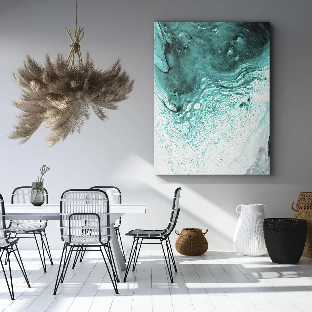 Impression sur toile - Image sur toile - Se fondre dans le bleu et le turquoise - 55x100 cm