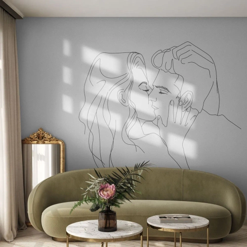 Papier Peint Photo Standard Eco - La même ligne - Graphique, Couple amoureux, Baiser - 250x175 cm