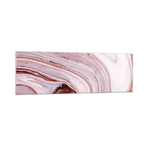 Impression sur verre - Image sur verre - Motif abstrait en rose et blanc - 160x50cm - Tout droit, puis tout en bas - Décoration murale moderne pour le salon et la chambre ARTTOR