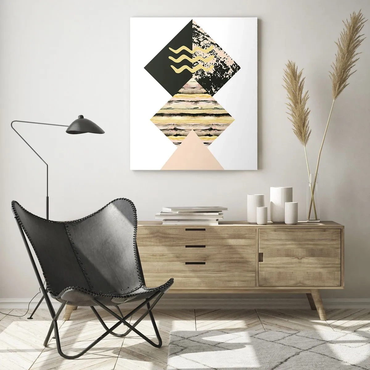 Impression sur verre - Image sur verre - Formes géométriques avec des motifs abstraits - 80x120cm - Pas si simple - Décoration murale moderne pour le salon et la chambre ARTTOR