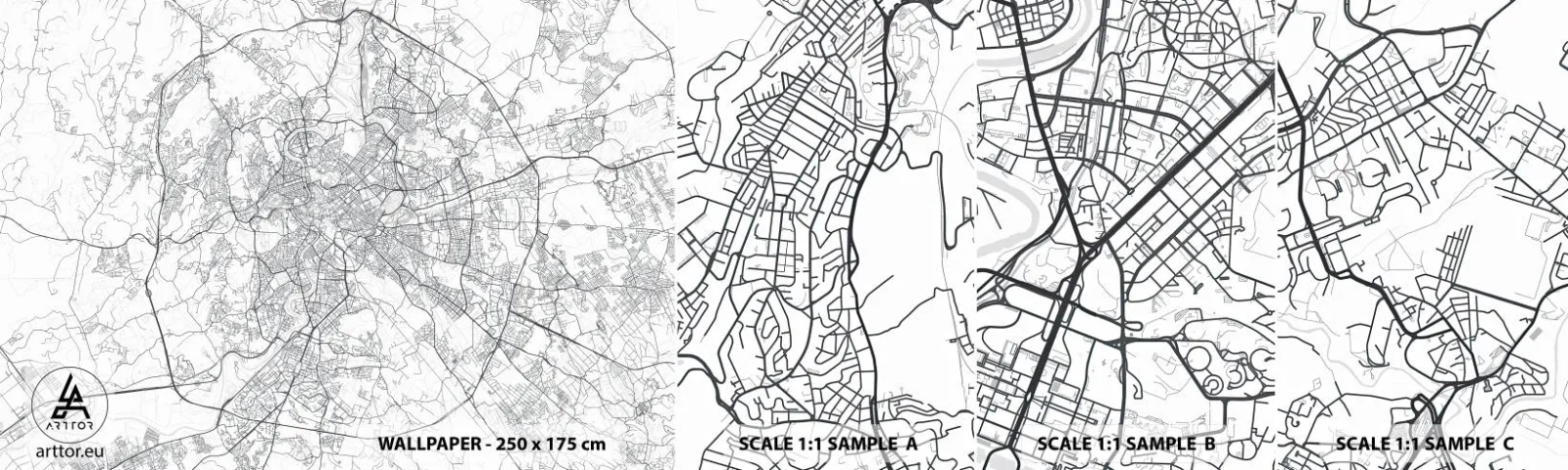 Échantillon De Papier Peint Standard Eco - Cercle romain - Ville, Carte de la ville, Rome - 100x30 cm