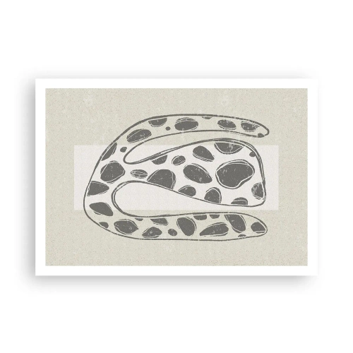 Affiche - Poster - Motif organique abstrait dans des tons de gris - 100x70cm - Une étrange créature - Décoration murale moderne pour le salon et la chambre ARTTOR