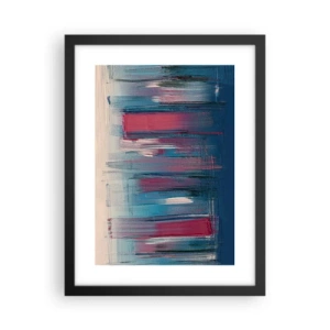 Affiche dans un cadre noir - Poster - Composition verticale en bleu et rouge - 30x40 cm