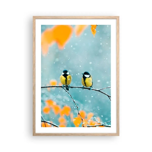 Affiche dans un chêne clair - Poster - Potins d'oiseaux - 50x70 cm