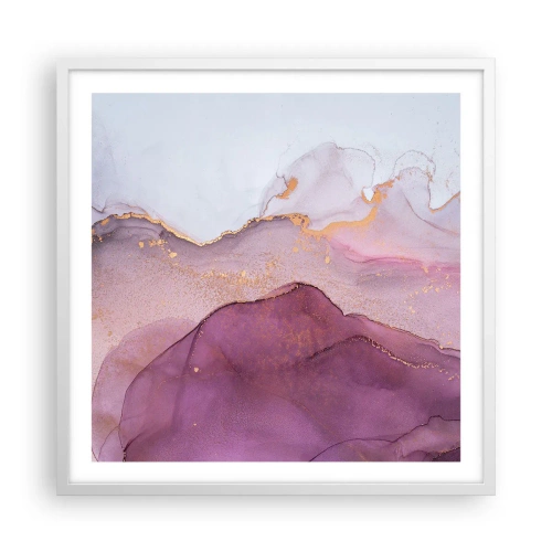 Affiche dans un cadre blanc - Poster - Vagues lilas et violettes - 60x60 cm