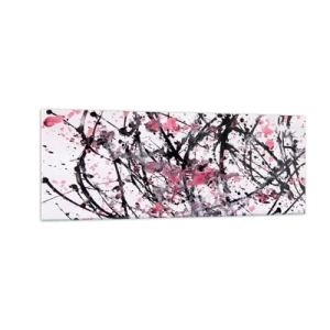 Impression sur verre - Image sur verre - Motif abstrait dans les tons de rose, noir et blanc - 140x50cm - La nature éphémère de la vie - Décoration murale moderne pour le salon et la chambre ARTTOR