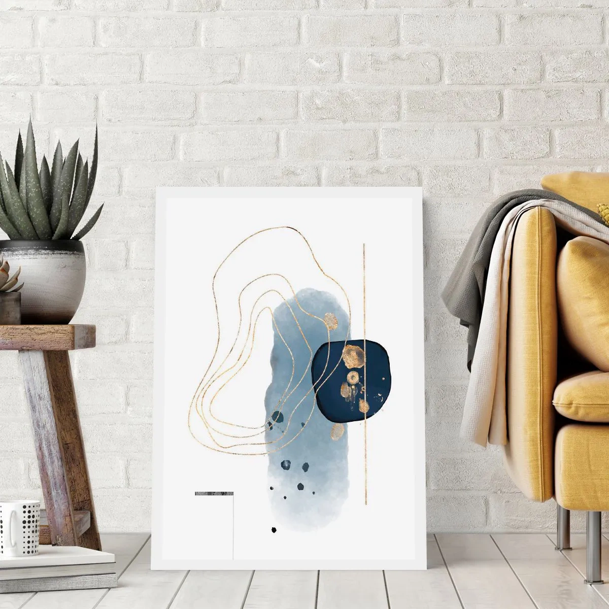 Affiche - Poster - Fantaisie bleu et or - 30x40 cm