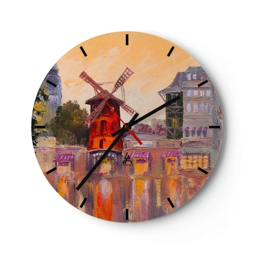 Horloge murale - Pendule murale - Icones parisiennes – le Moulin rouge - 40x40 cm
