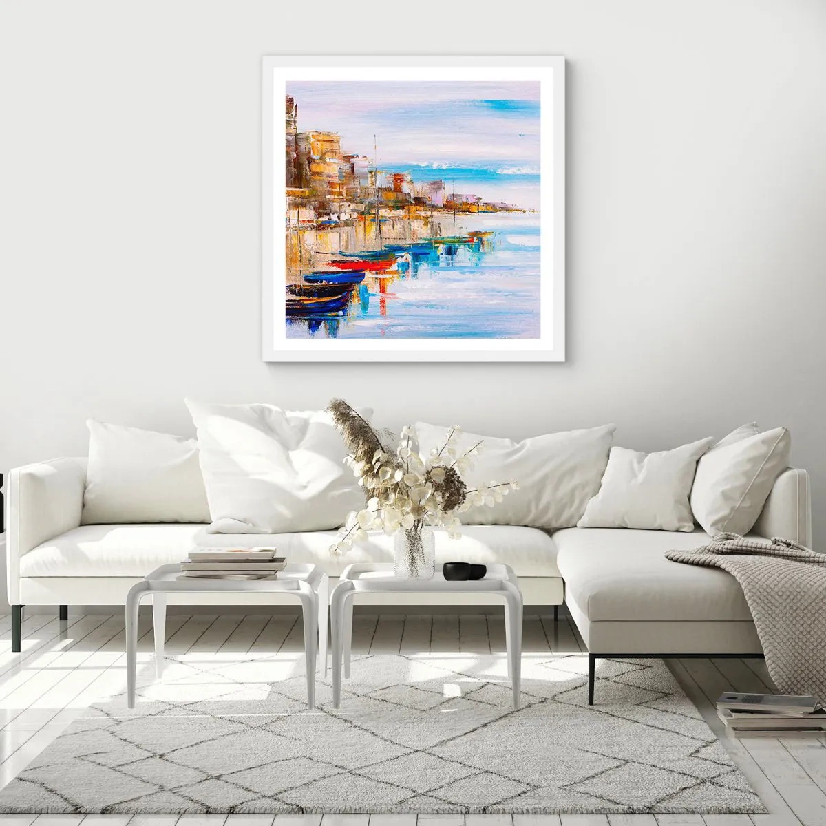Affiche dans un cadre blanc - Poster - Un havre urbain multicolore - 60x60 cm
