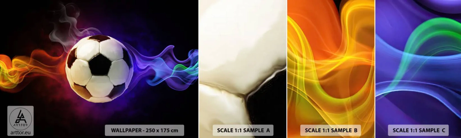 Échantillon De Papier Peint Standard Eco - Le pouvoir magique du jeu - Abstraction, sport, Football - 100x30 cm