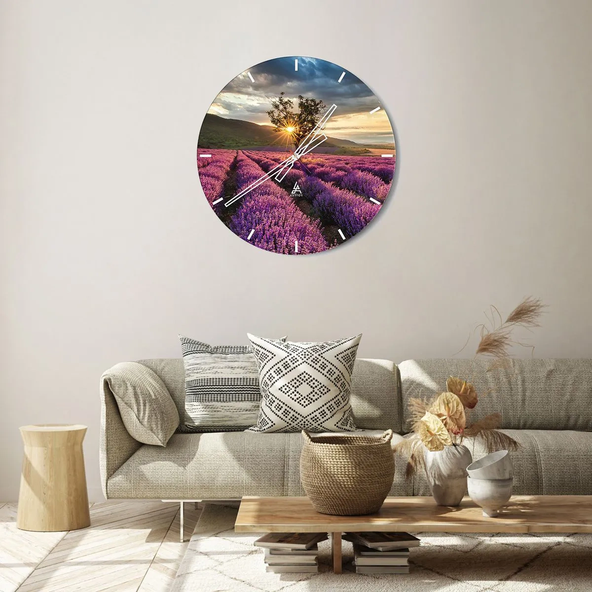 Horloge murale - Pendule murale - Arôme de couleur lilas - 30x30 cm