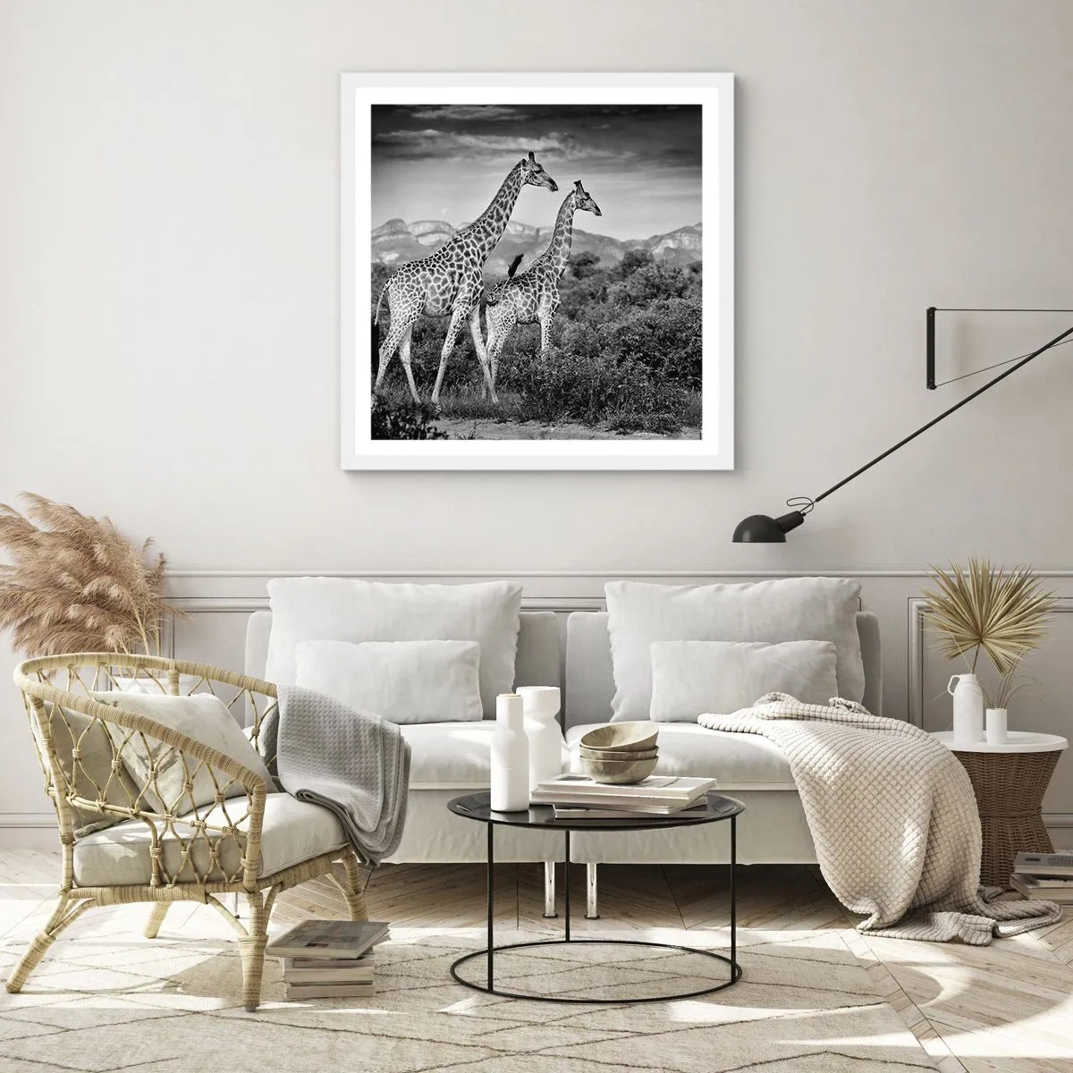 Affiche dans un cadre blanc - Poster - Hautes sphères en Afrique - 50x50 cm