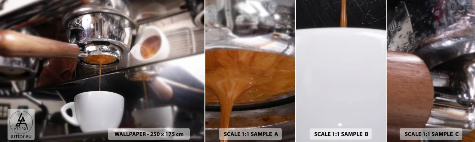 Échantillon de Papier Peint Autocollant Deluxe Sticker - Bon moment de la journée - Café, Cafetière, Barista - 100x30 cm