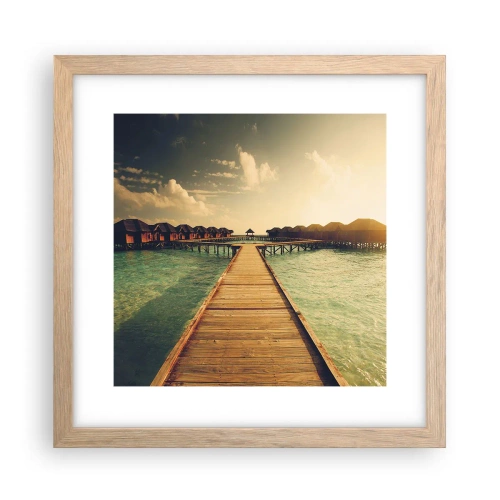 Affiche dans un chêne clair - Poster - Invitation chaleureuse - 30x30 cm