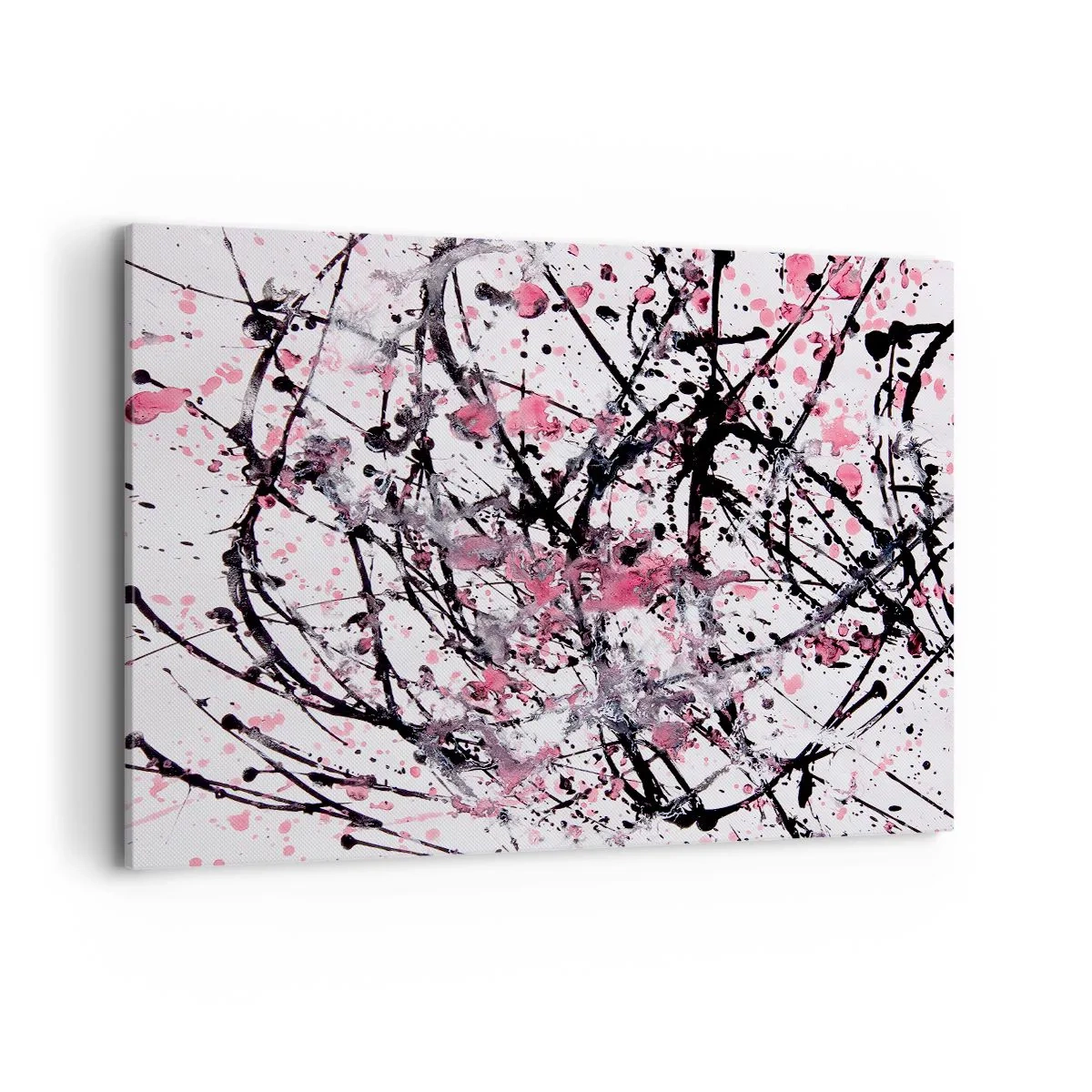 Impression sur toile - Image sur toile - Motif abstrait dans les tons de rose, noir et blanc - 120x80cm - La nature éphémère de la vie - Décoration murale moderne pour le salon et la chambre ARTTOR