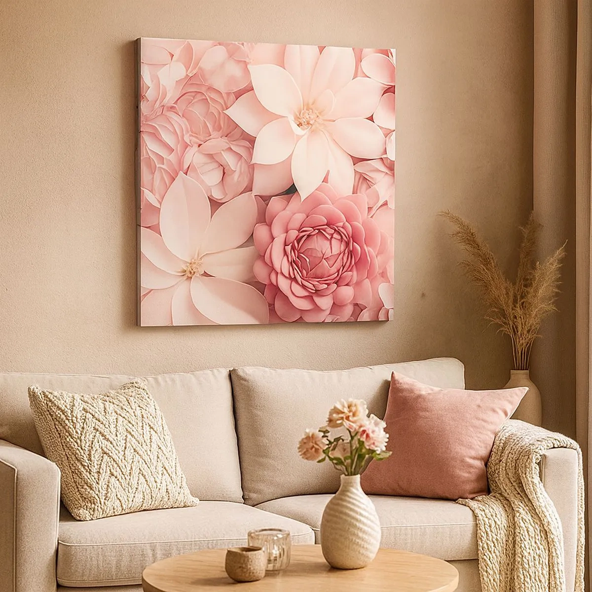 Impression sur toile - Image sur toile - Dans les pétales roses - 30x30 cm
