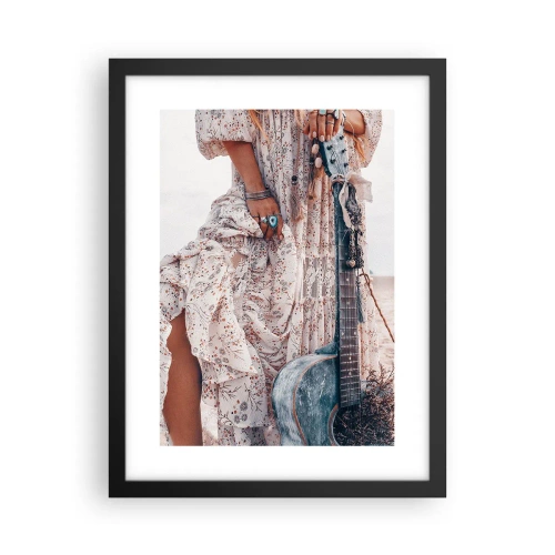 Affiche dans un cadre noir - Poster - Enfant de fleur en route - 30x40 cm