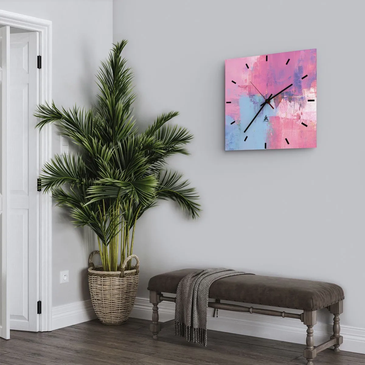 Horloge murale - Pendule murale - Du rose, du bleu et une pincée de lumière - 30x30 cm