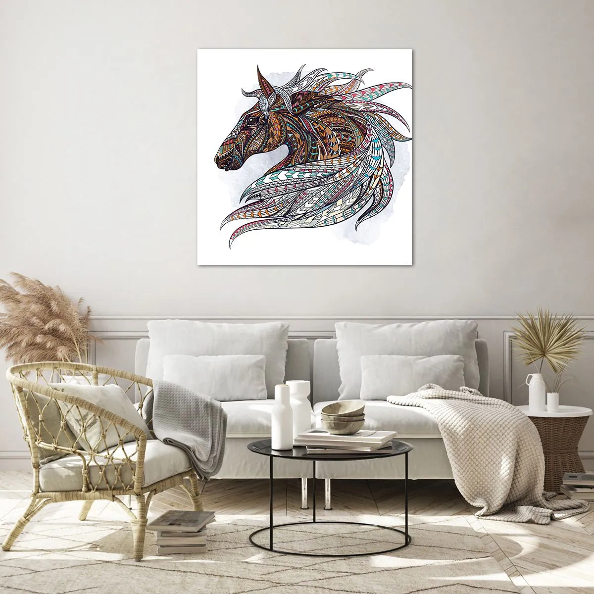 Impression sur verre - Image sur verre - Destrier guerrier celtique - 70x70 cm