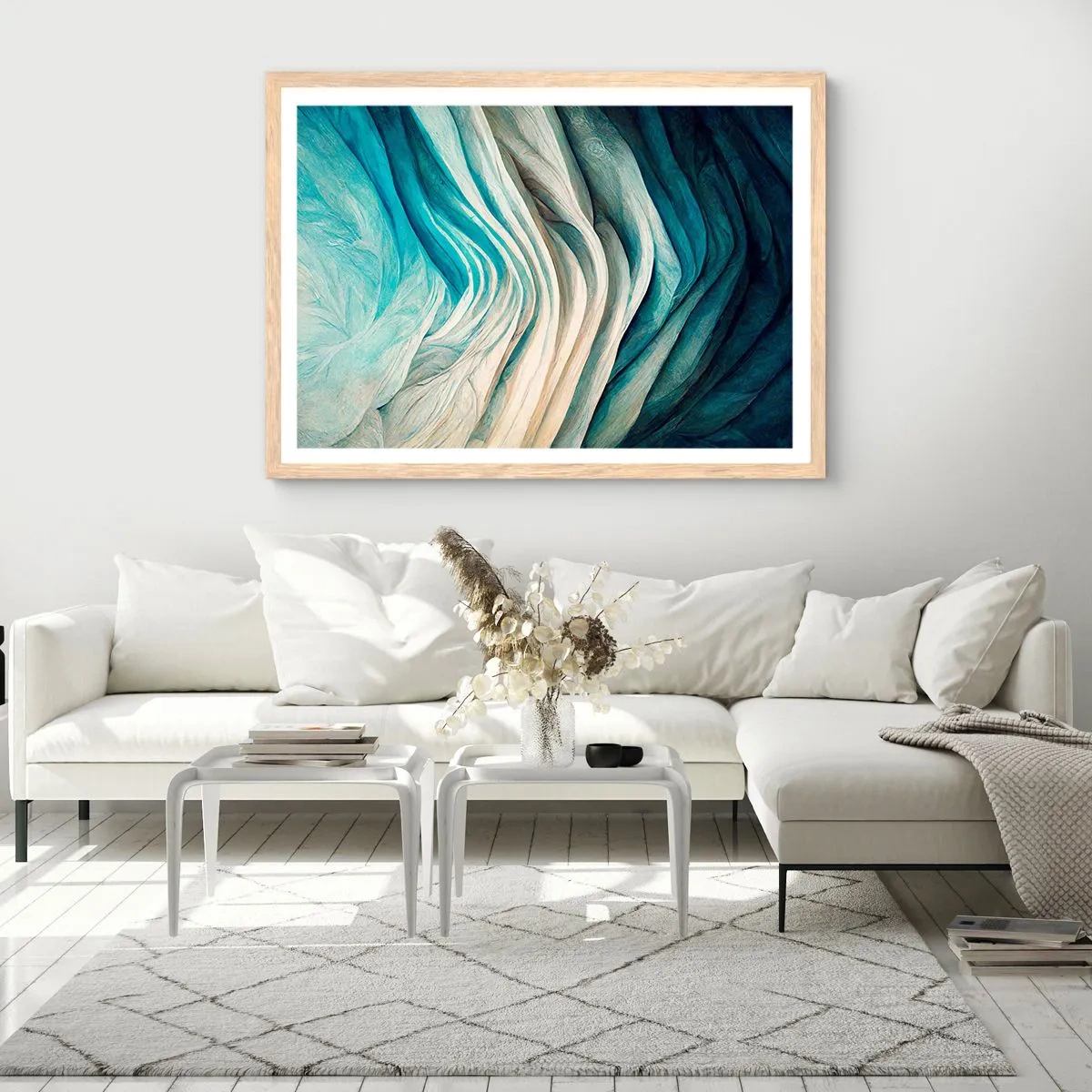 Affiche dans un chêne clair - Poster - Insatiabilité bleue - 50x40 cm