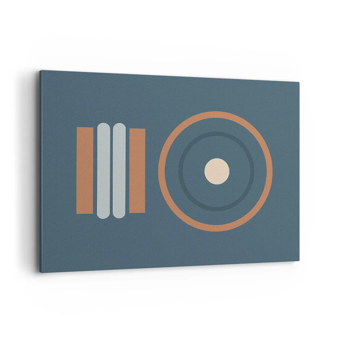 Impression sur toile - Image sur toile - Une composition géométrique avec des cercles et des rectangles aux couleurs sobres. - 100x70cm - Essence des choses - Décoration murale moderne pour le salon et la chambre ARTTOR